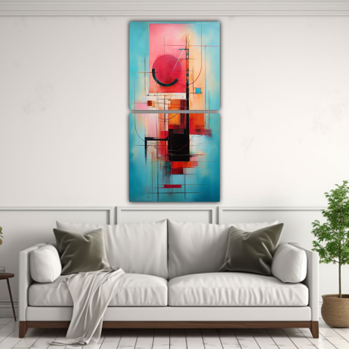 GENERICO - Pinturas Abstractas De Lienzo En Dos Lienzos 60x120 Cm