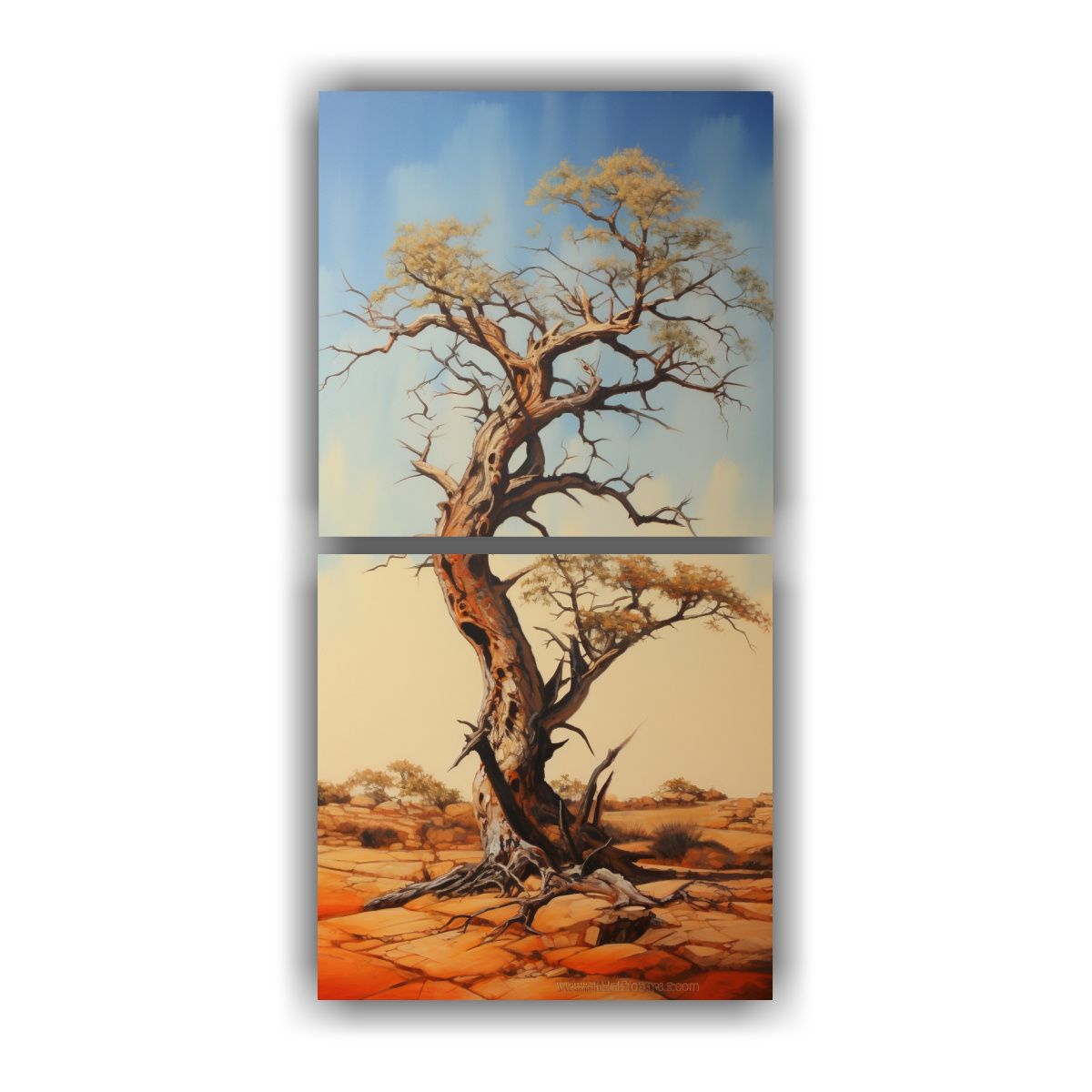 GENERICO - Cuadro Abstracto De Árbol De Acacia En Colores 30x60 Cm