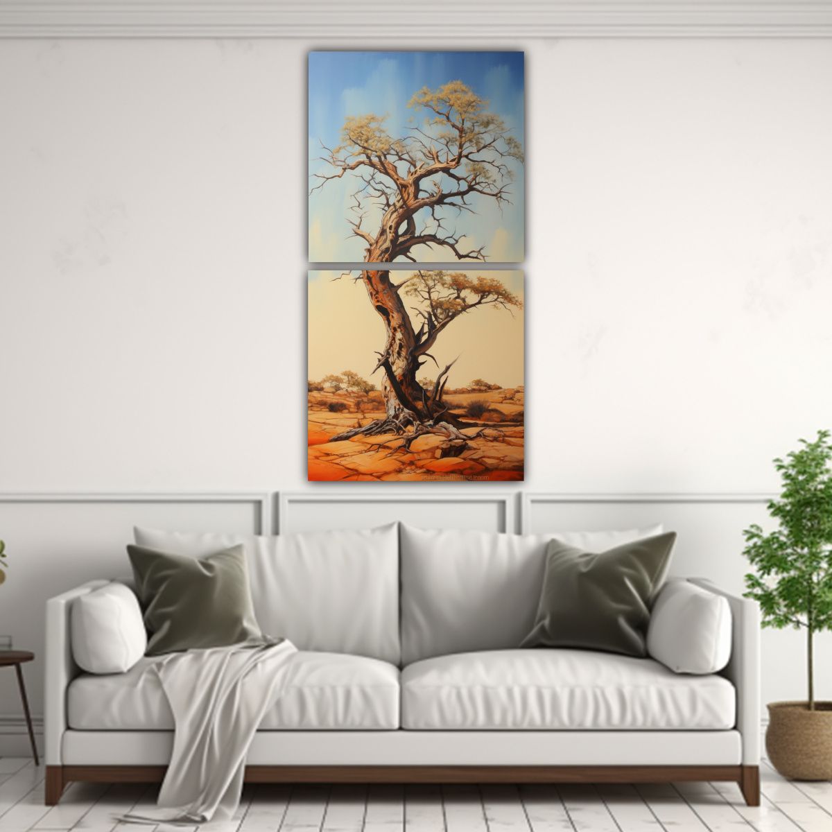 GENERICO - Cuadro Abstracto De Árbol De Acacia En Colores 20x40 Cm