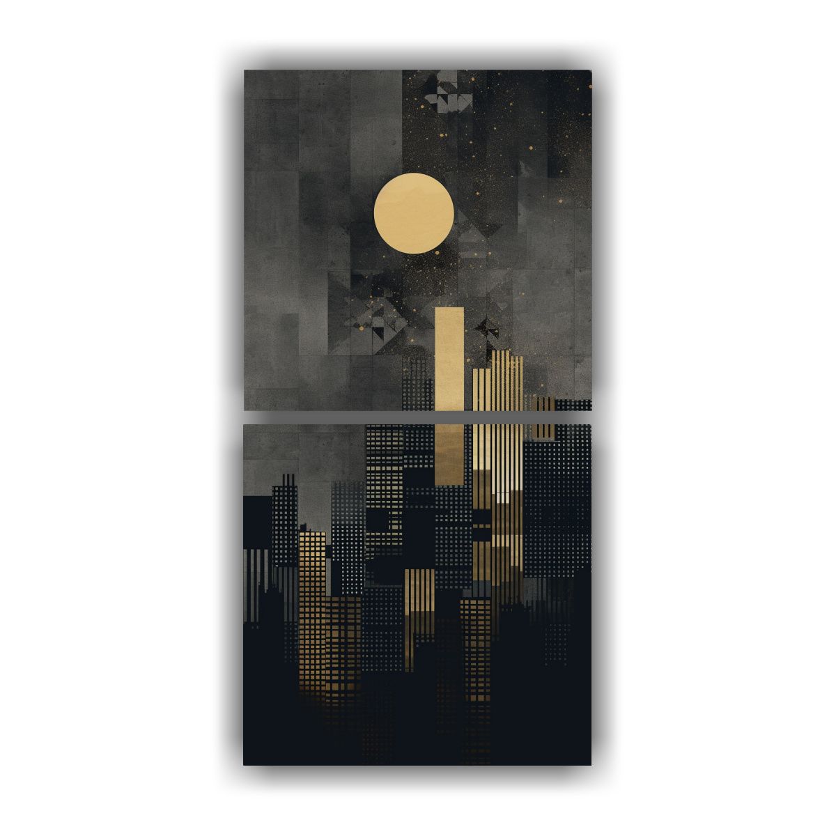 GENERICO - Cuadro Decorativo Luna Dorada En Marco Estilo 40x80 Cm