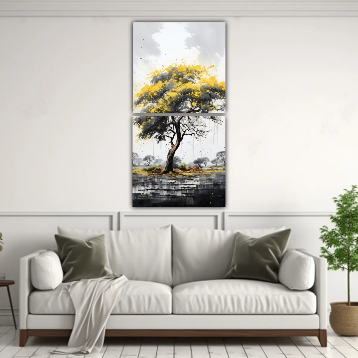 GENERICO - Pintura Abstracta Acuarela árbol Acacia Colores 20x40 Cm