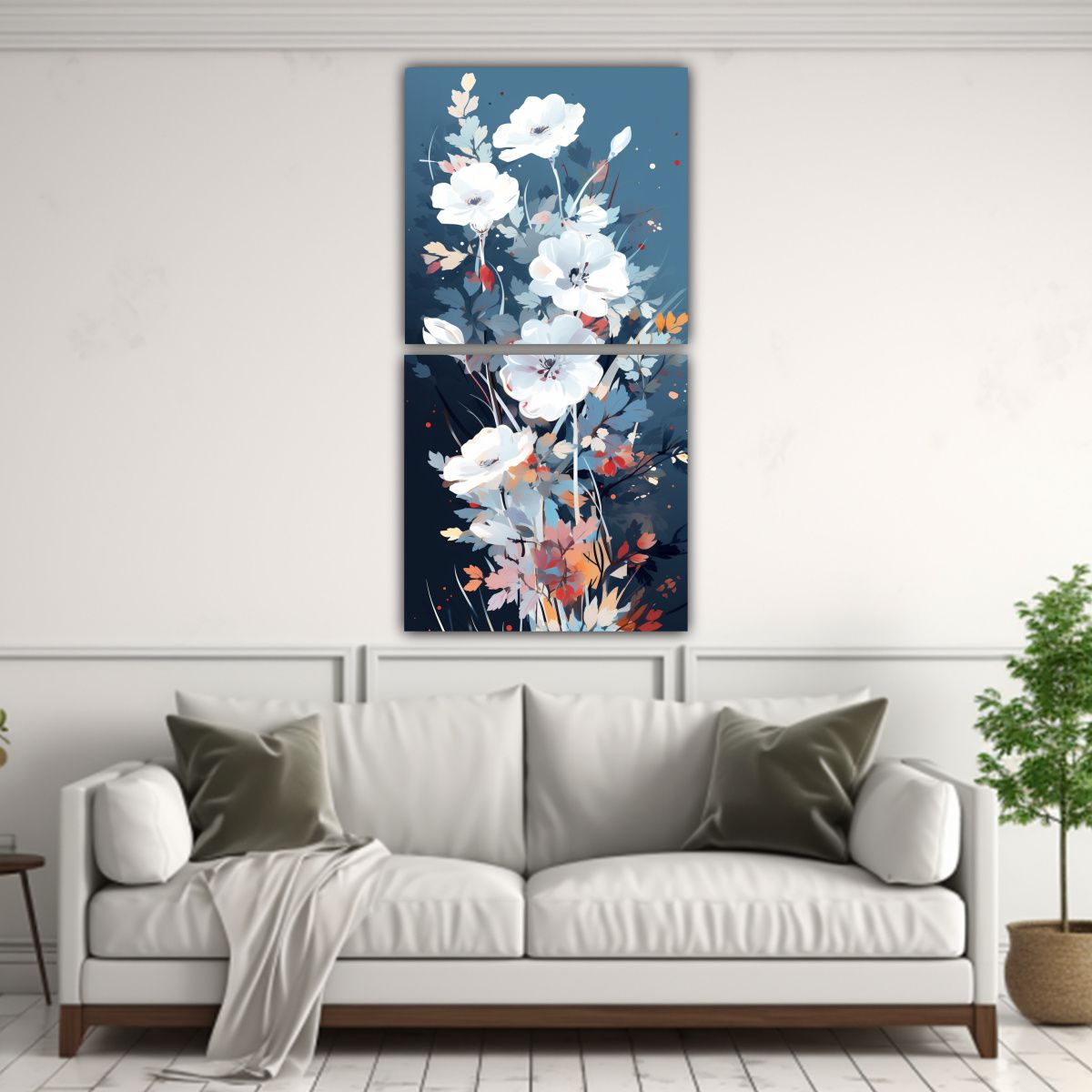 GENERICO - Cuadro De Estrellas En Blanco Arte Fino Neonoir 40x80 Cm