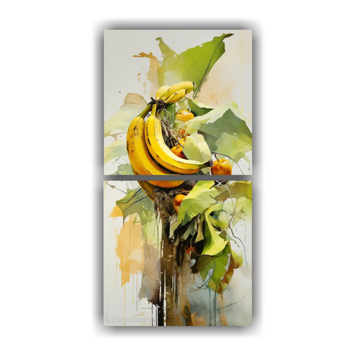 GENERICO - Pintura Acuarela Abstracta árbol De Plátano 20x40 Cm