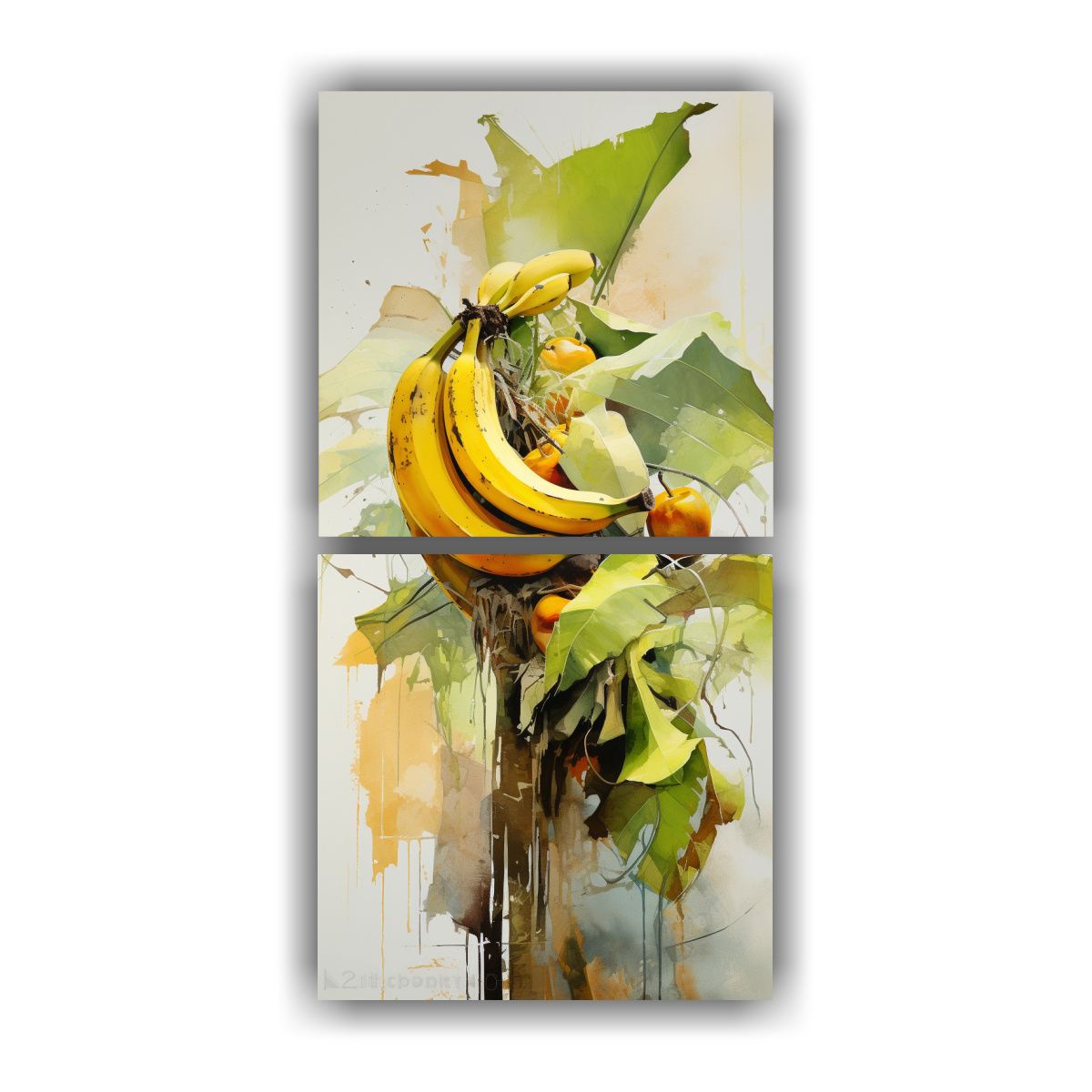 GENERICO - Pintura Acuarela Abstracta árbol De Plátano 20x40 Cm