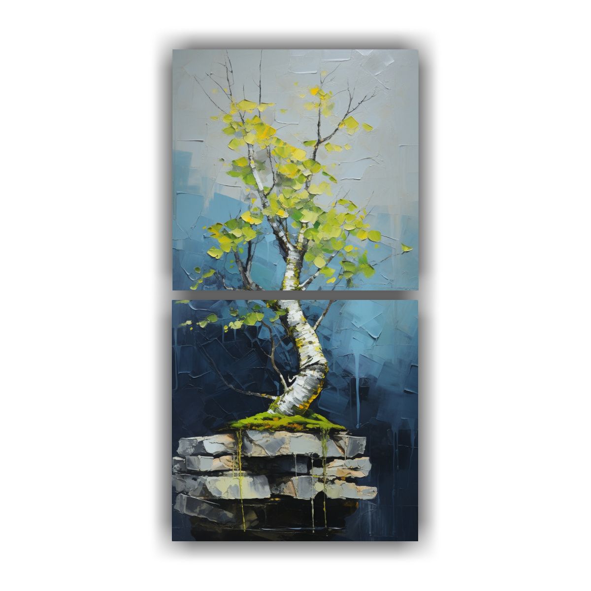 GENERICO - Composiciones Tela Canvas Detalle Árbol Bonsái 40x80 Cm