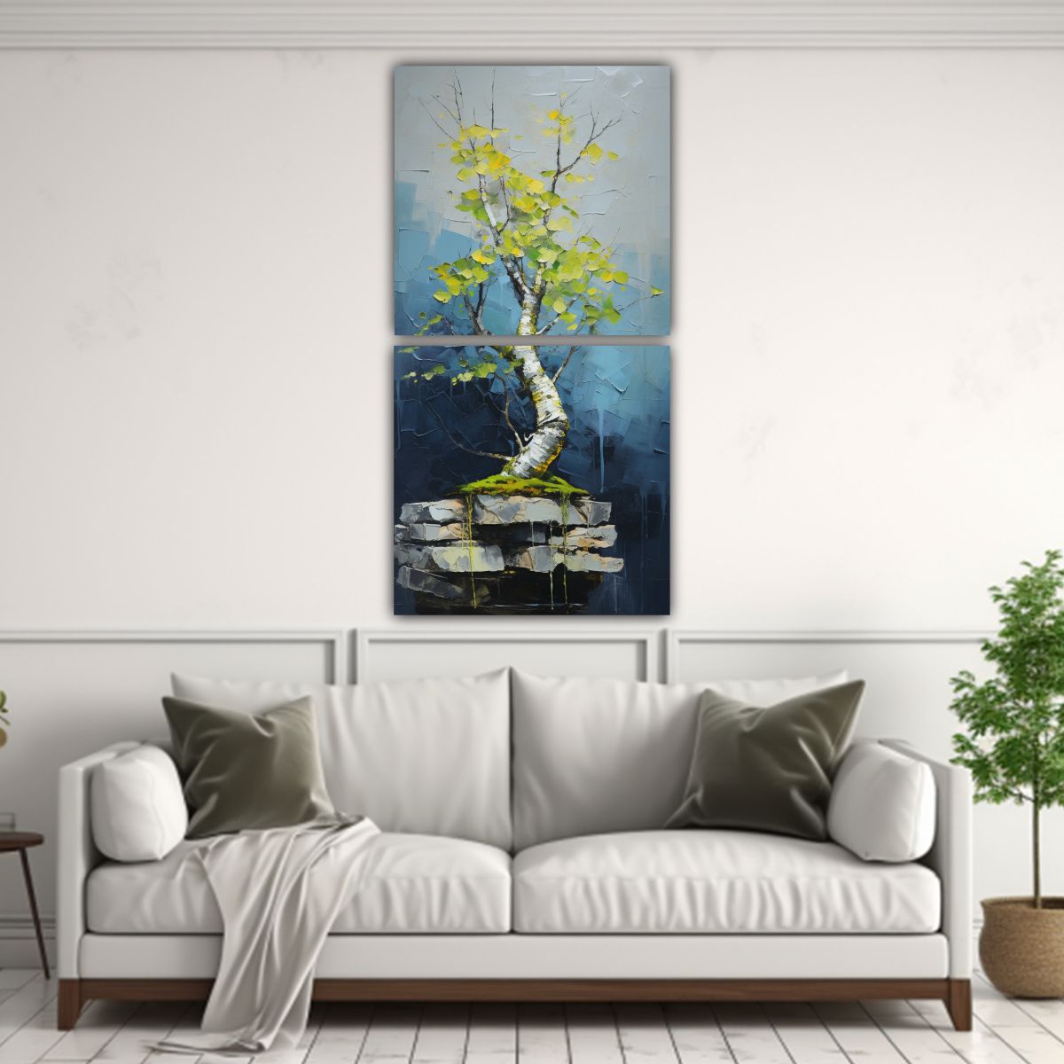 GENERICO - Composiciones Tela Canvas Detalle Árbol Bonsái 40x80 Cm