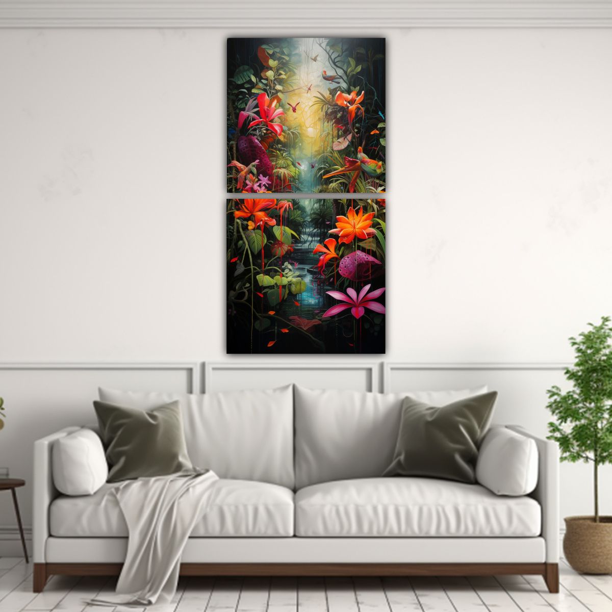 GENERICO - Cuadro Impreso Abstracto Lluvia En La Selva 40x80 Cm