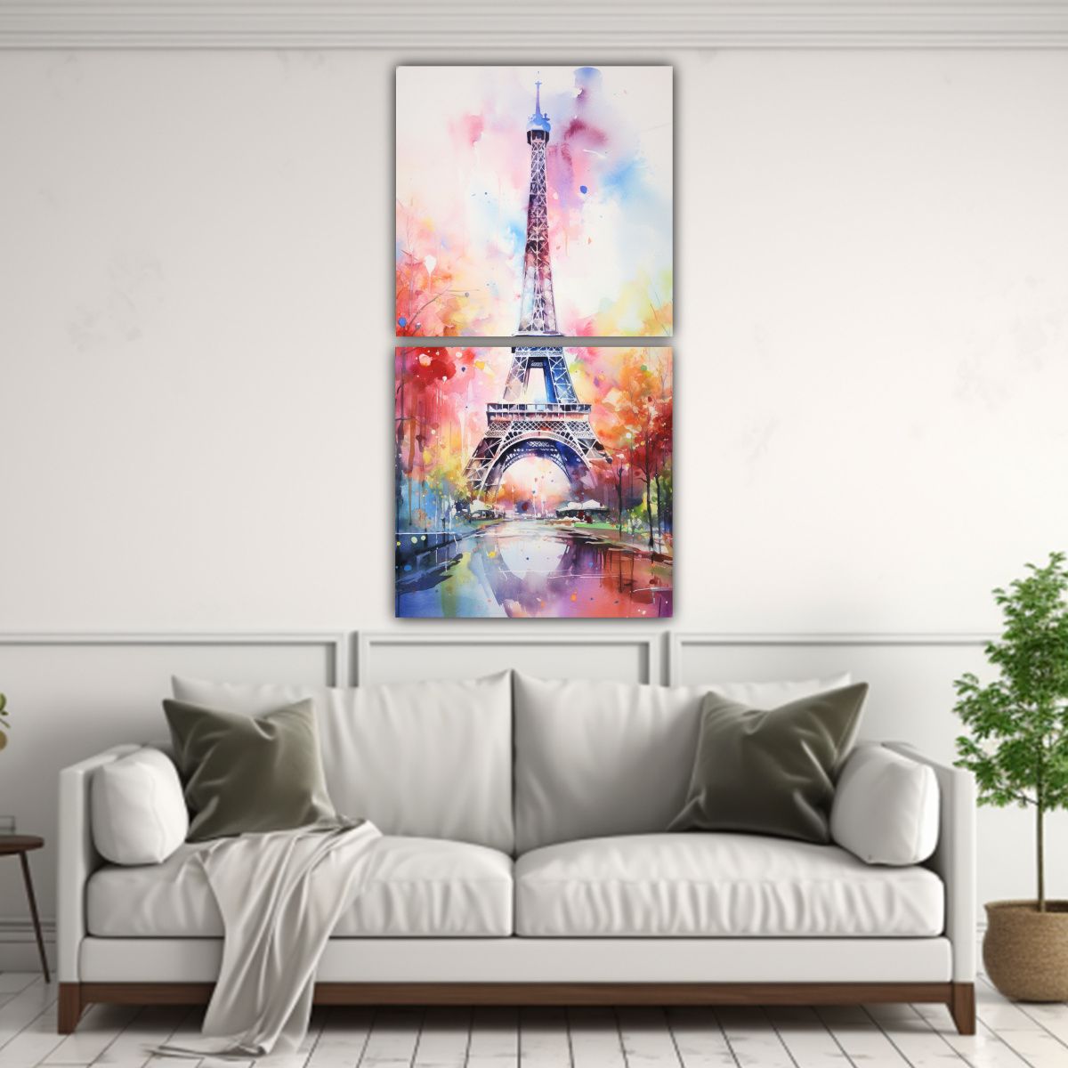 GENERICO - Pintura En Acuarela De La Torre Eiffel Vívida 40x80 Cm