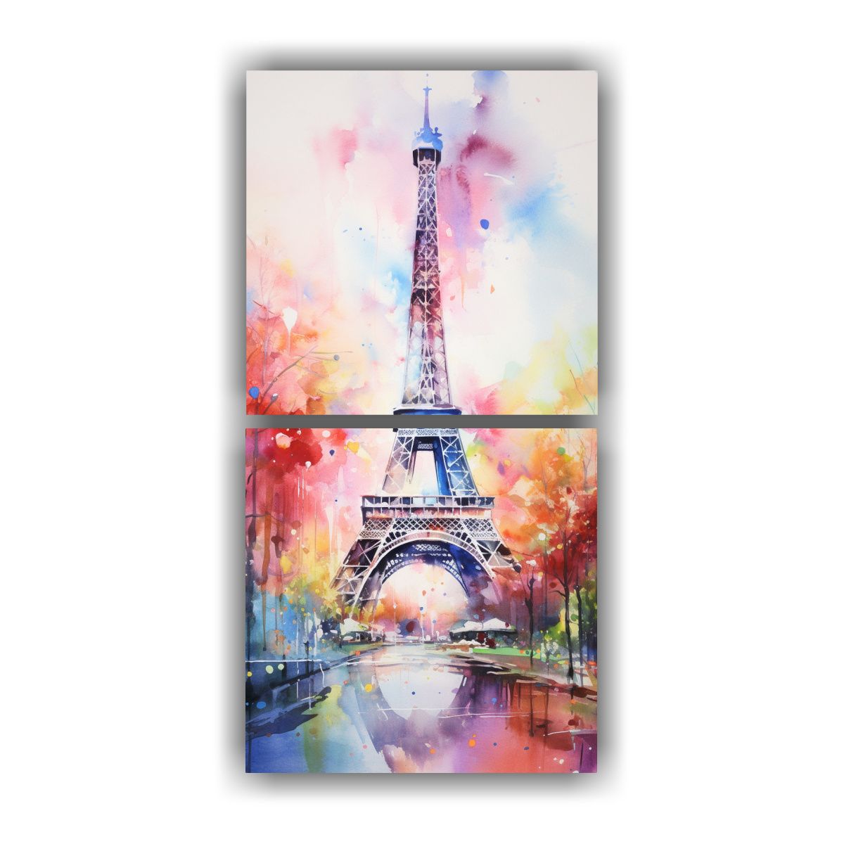 GENERICO - Pintura En Acuarela De La Torre Eiffel Vívida 20x40 Cm