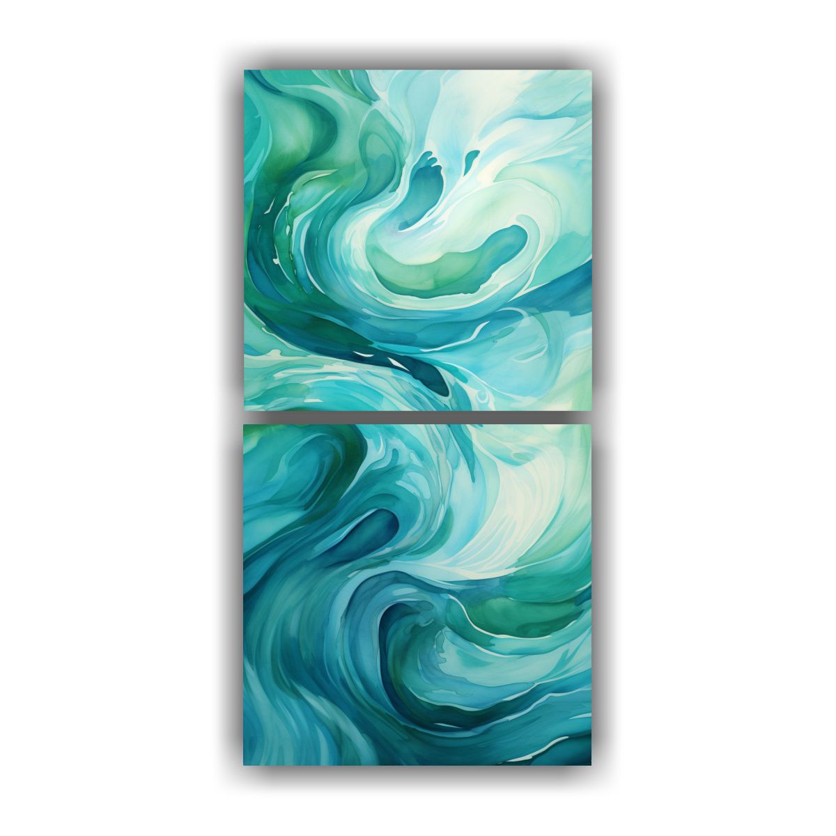 GENERICO - Cuadros Movimiento Único En Azules Oceánicos Y 40x80 Cm