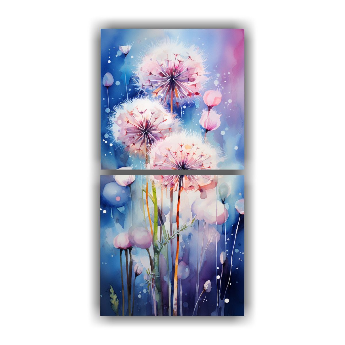 GENERICO - Pintura Acuarela Dos Cuadros Vitalidad Flores 60x120 Cm