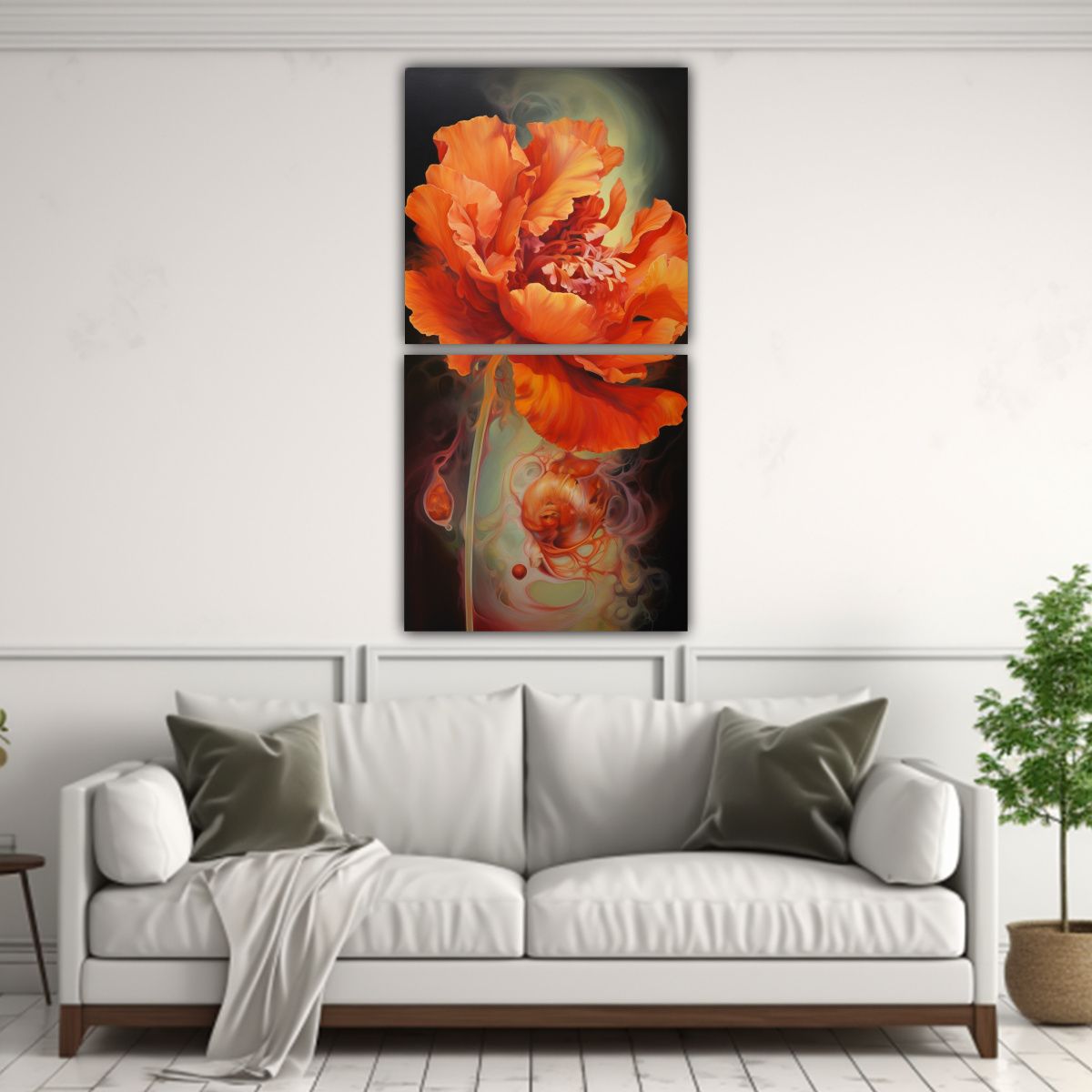 GENERICO - Pintura Abstracta Floral Detallada En óleo 50x100 Cm