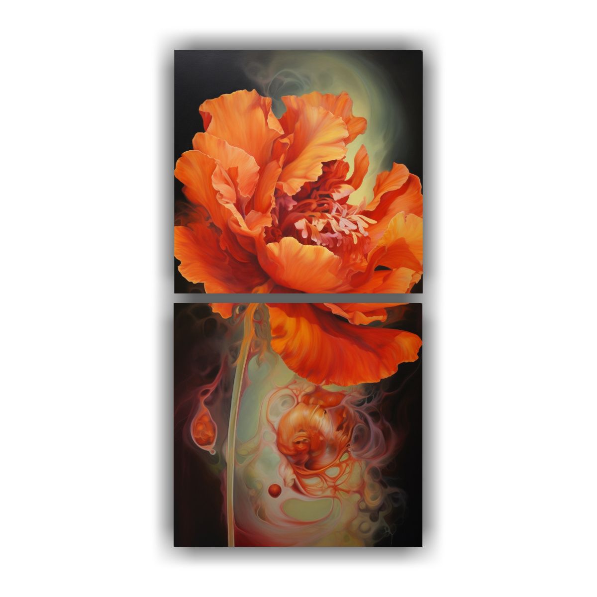 GENERICO - Pintura Abstracta Floral Detallada En óleo 40x80 Cm
