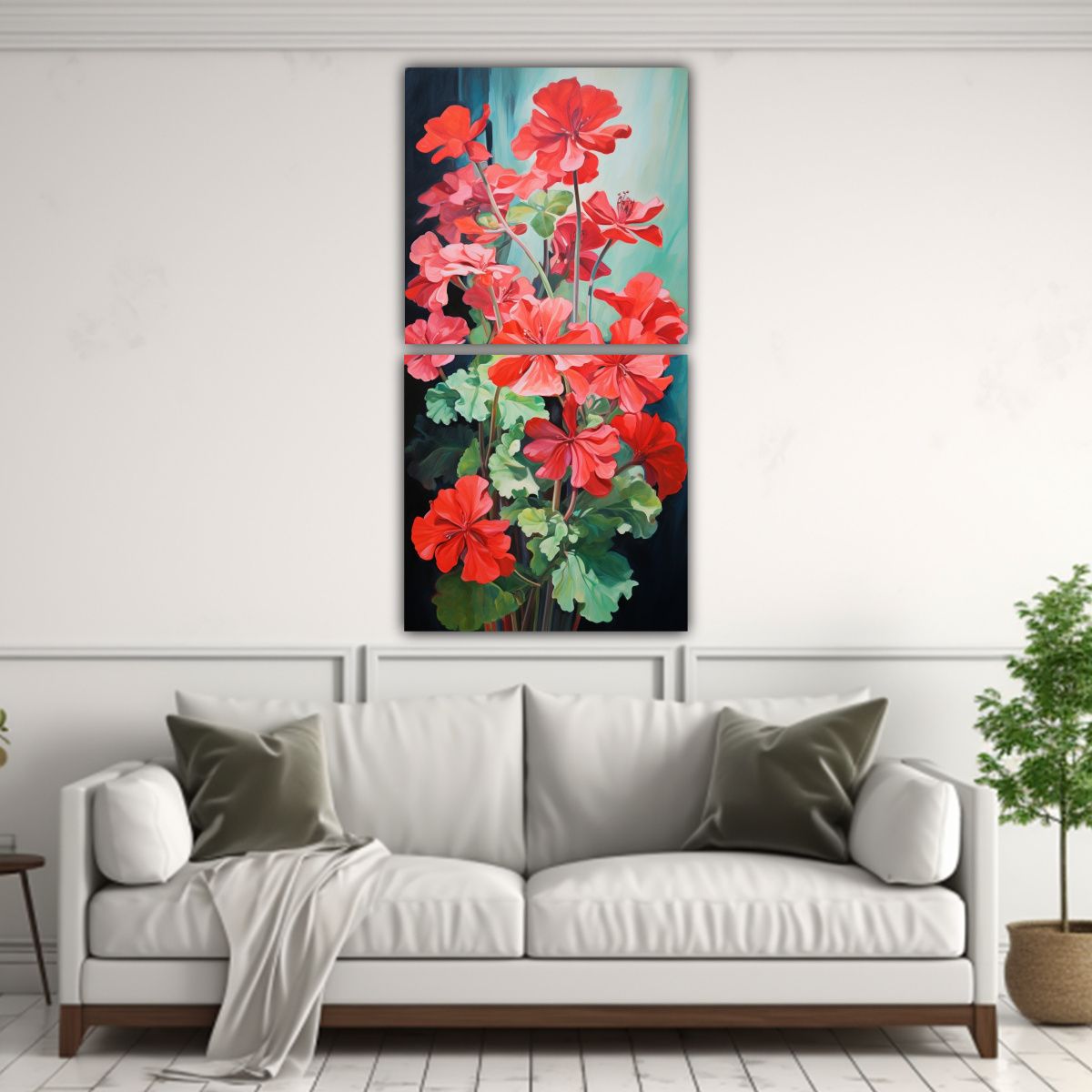 GENERICO - Lienzos De Tela Forma Actuales Geranio Flores 50x100 Cm