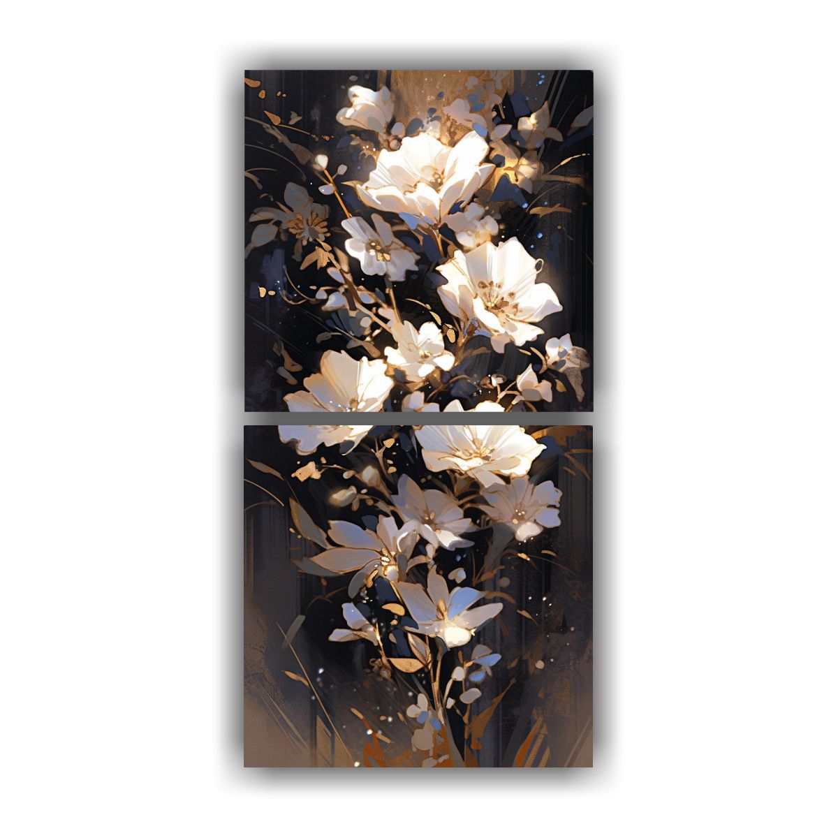 GENERICO - Pintura En Lienzo De Flores En Colores Oro Y 20x40 Cm