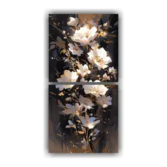 GENERICO - Pintura En Lienzo De Flores En Colores Oro Y 20x40 Cm