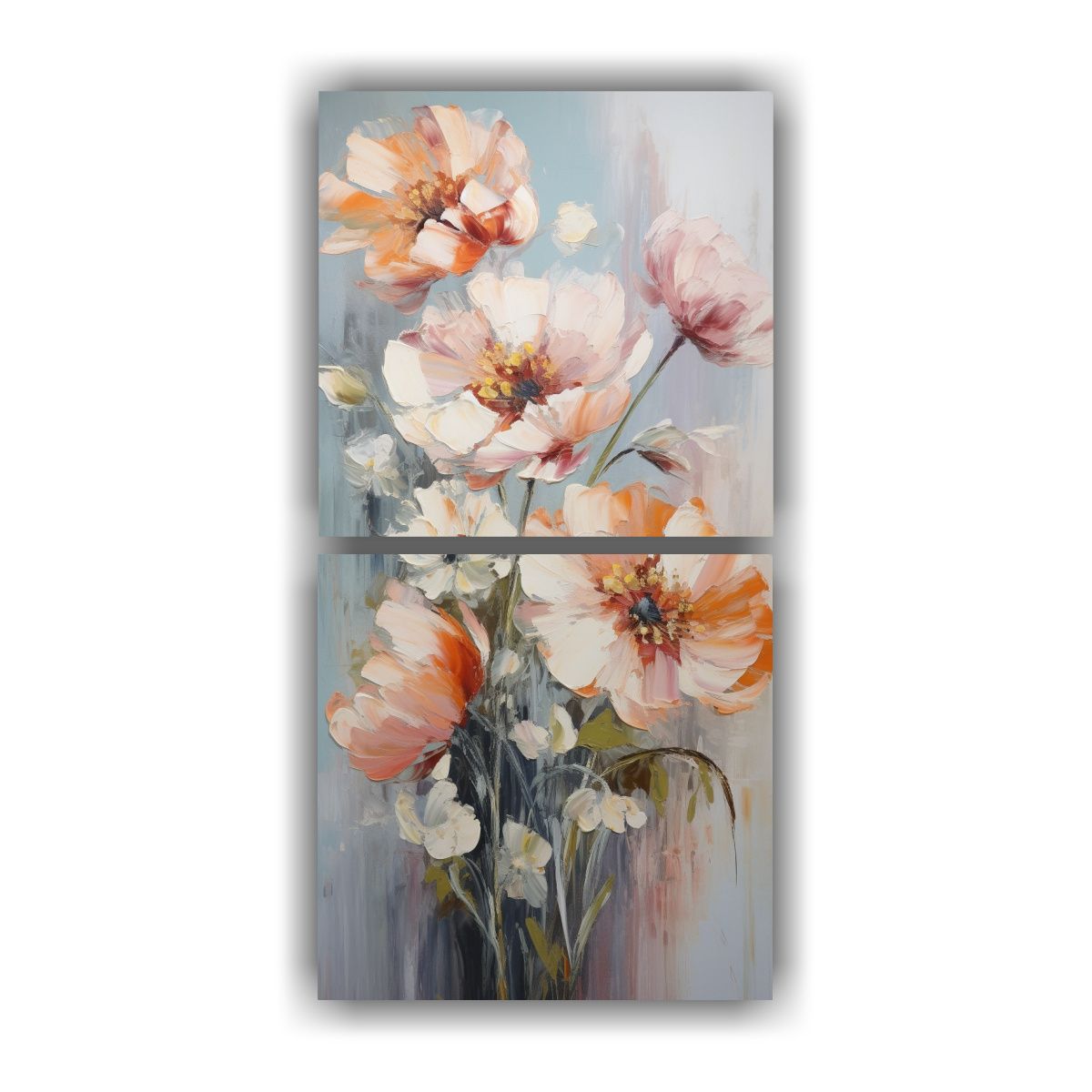 GENERICO - Cuadros Tonos Composición Dinámica De Flores En 30x60 Cm