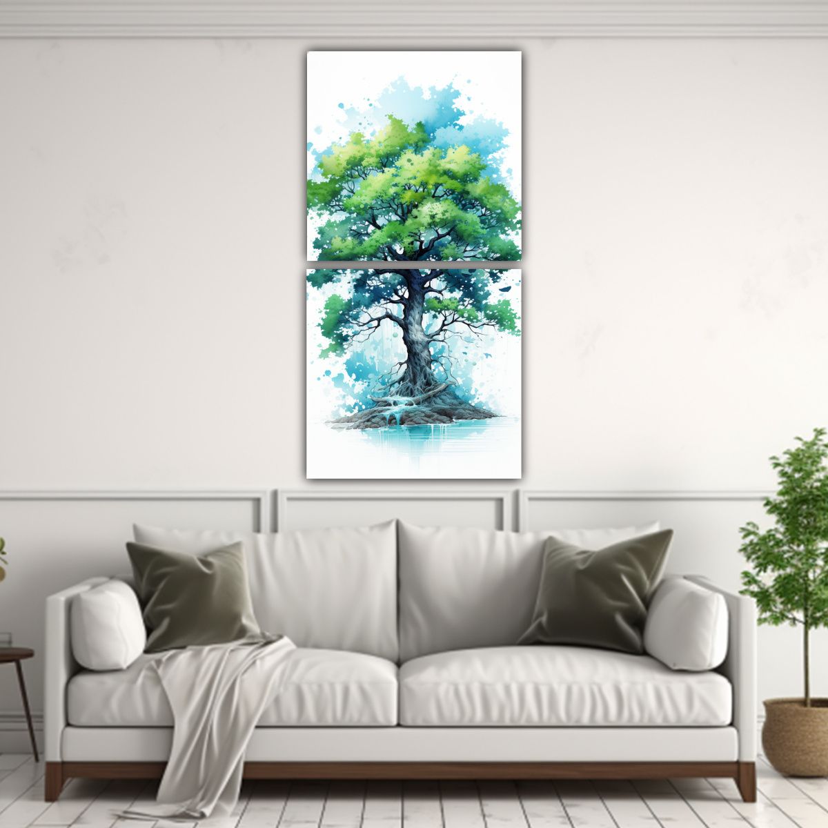 GENERICO - Pintura Abstracta Inspiradora De Dos Cuadros 60x120 Cm