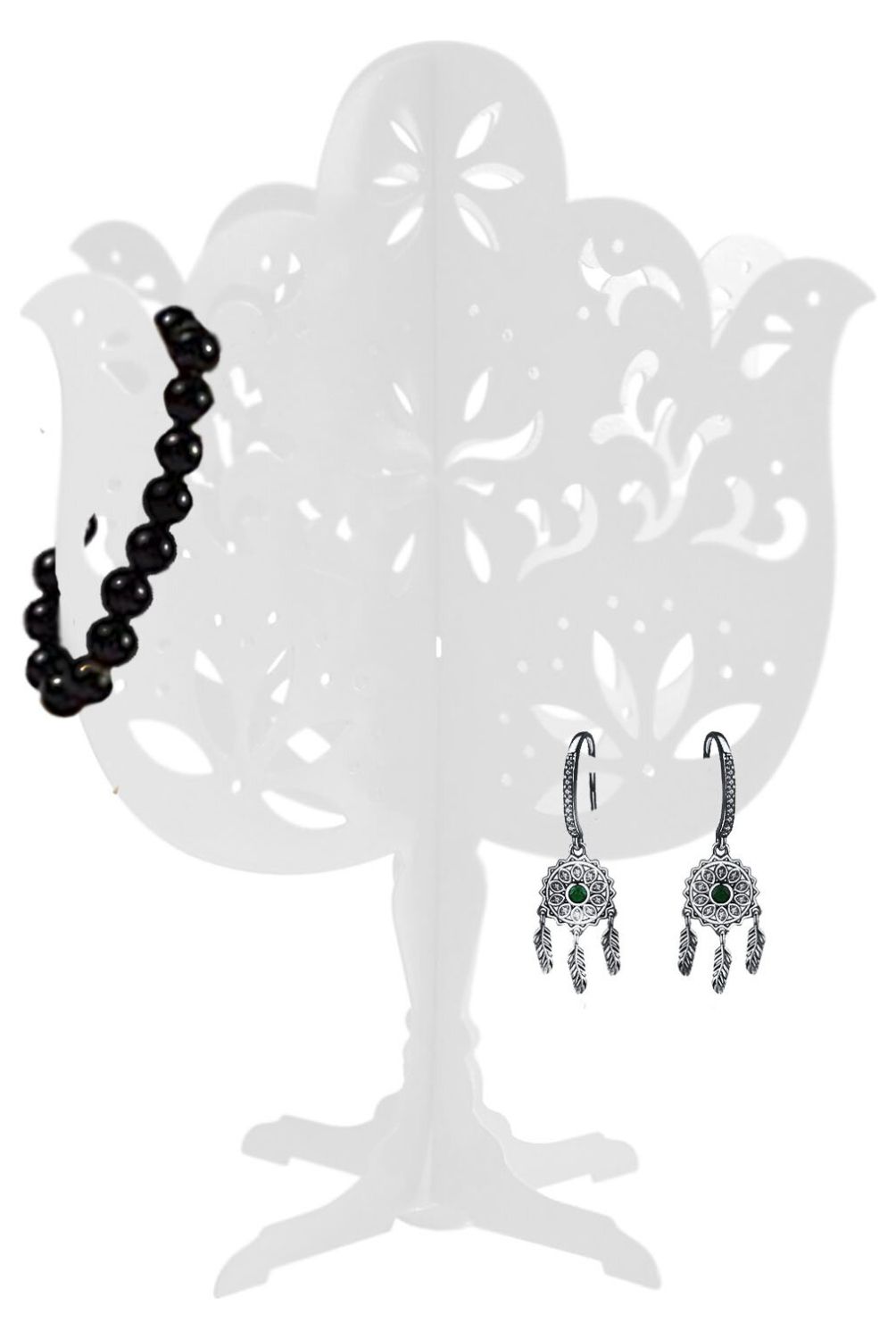 SOHOGAR - Porta Joyas Árbol Metal Blanco
