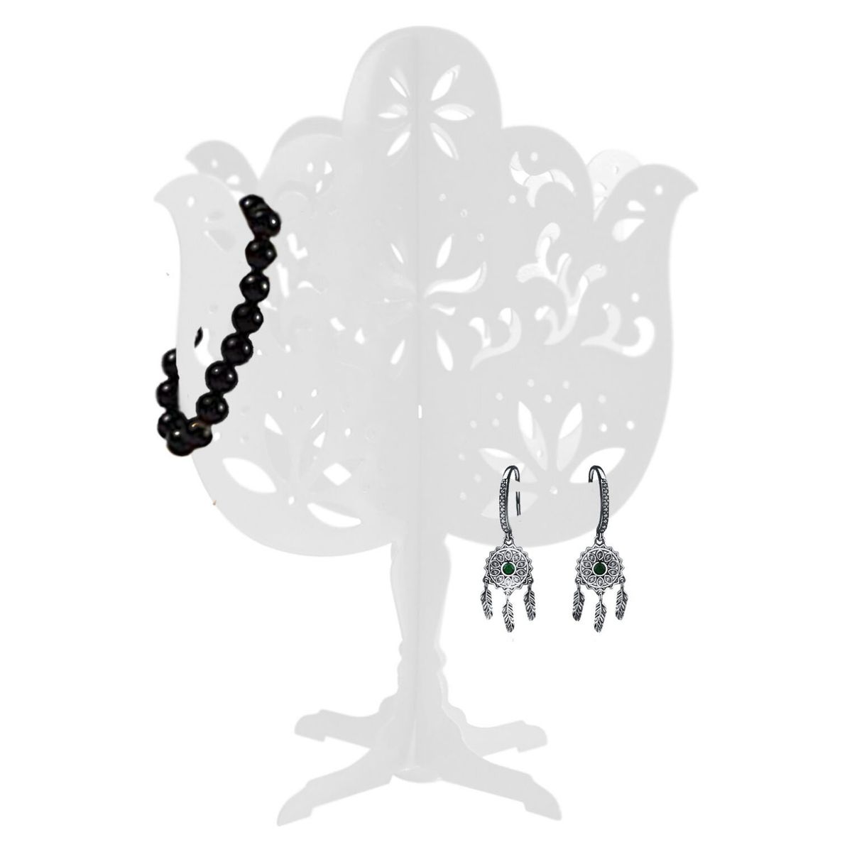 SOHOGAR - Porta Joyas Árbol Metal Blanco