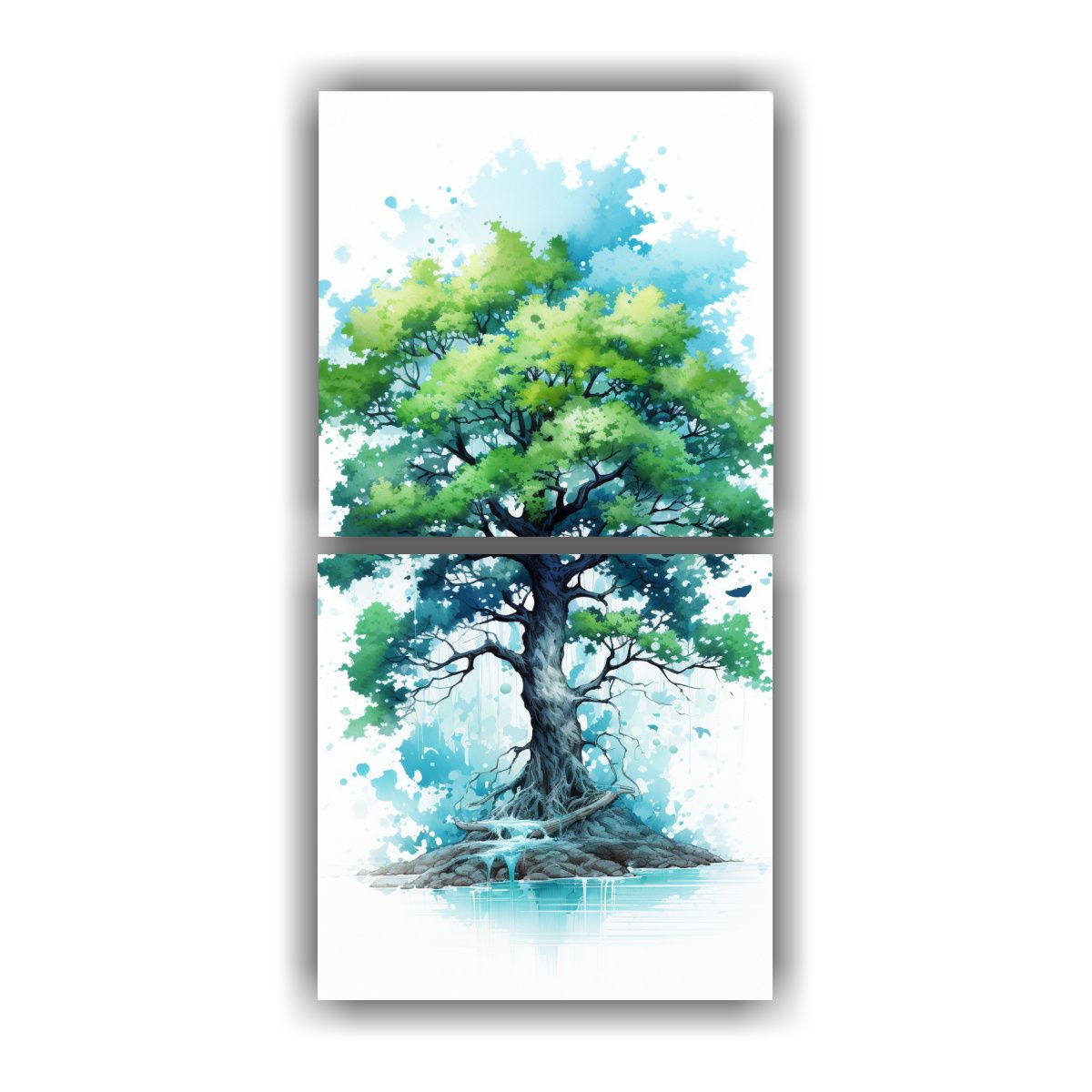 GENERICO - Pintura Abstracta Inspiradora De Dos Cuadros 20x40 Cm