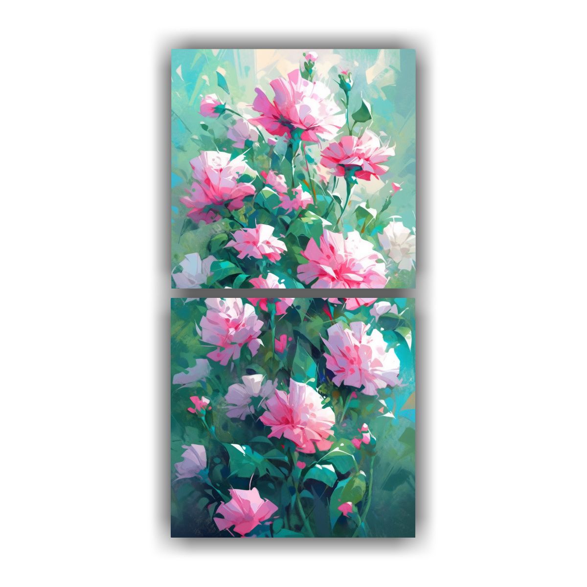 GENERICO - Pintura En Lienzo De Flores En Colores Verde Y 60x120 Cm