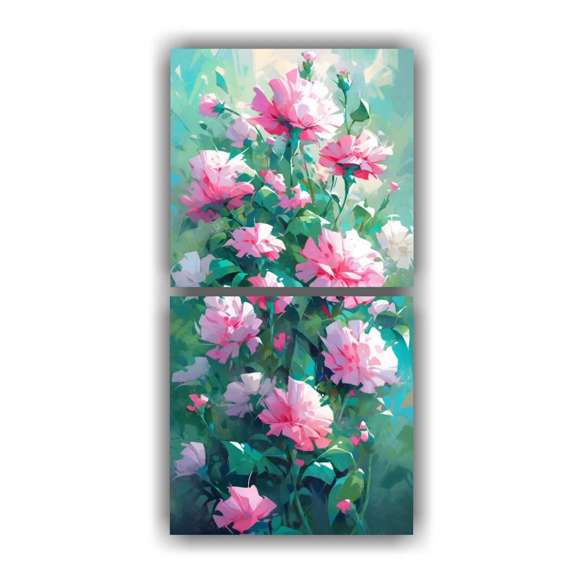 GENERICO - Pintura En Lienzo De Flores En Colores Verde Y 30x60 Cm