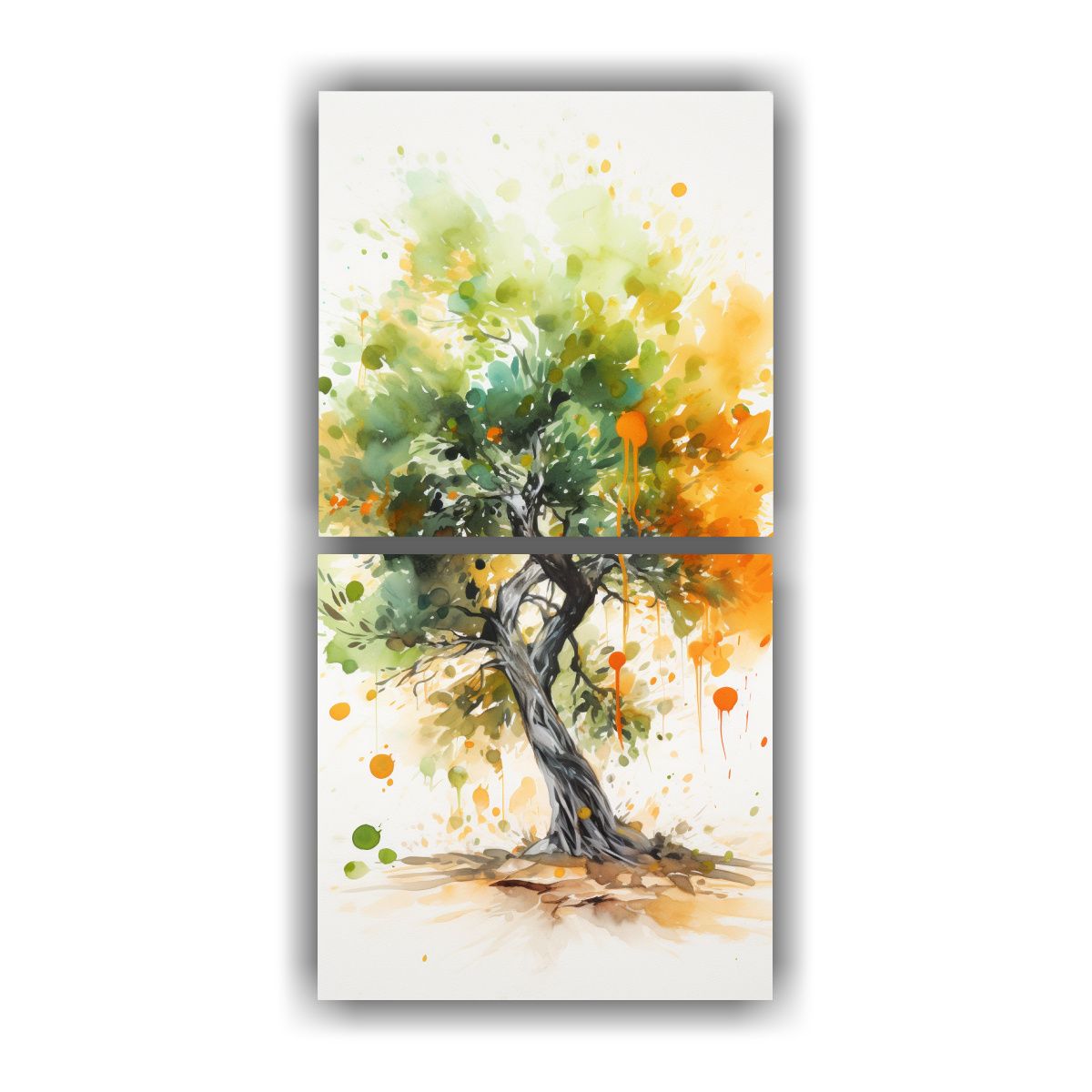 GENERICO - Dos Lienzos Mural Espectacular Con Árbol De 20x40 Cm