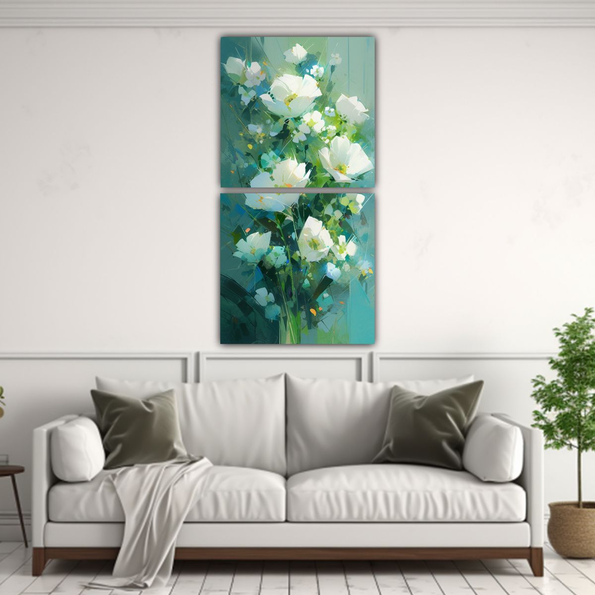 GENERICO - Pintura Lienzo Abstracción Única Flores En 30x60 Cm