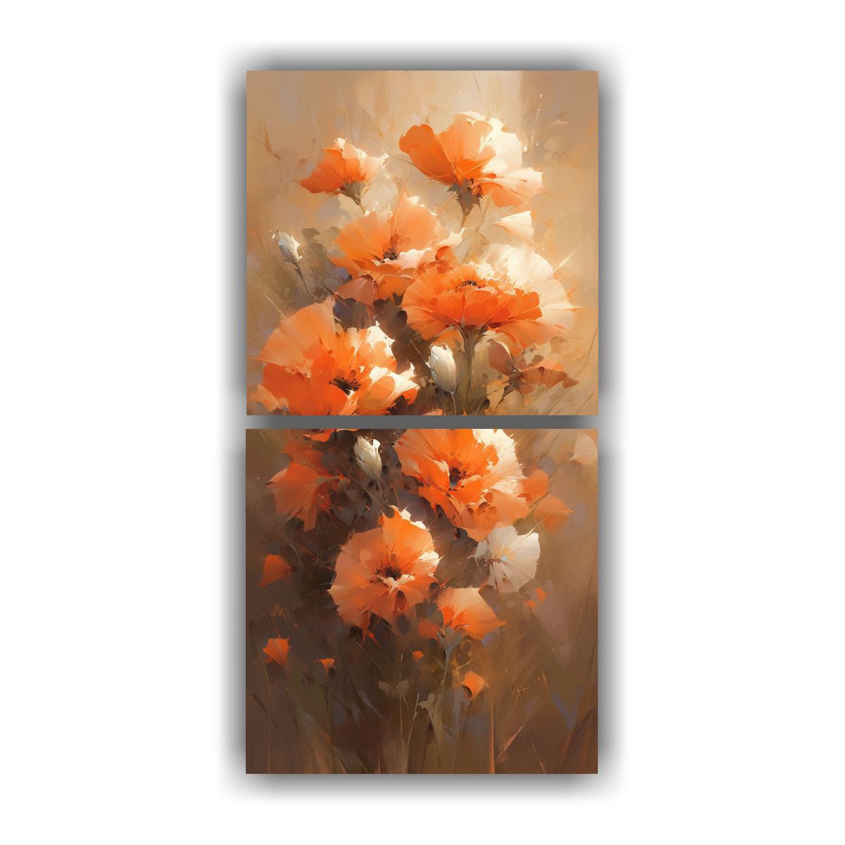 GENERICO - Pintura En Lienzo De Flores Naranjas Estilo 60x120 Cm