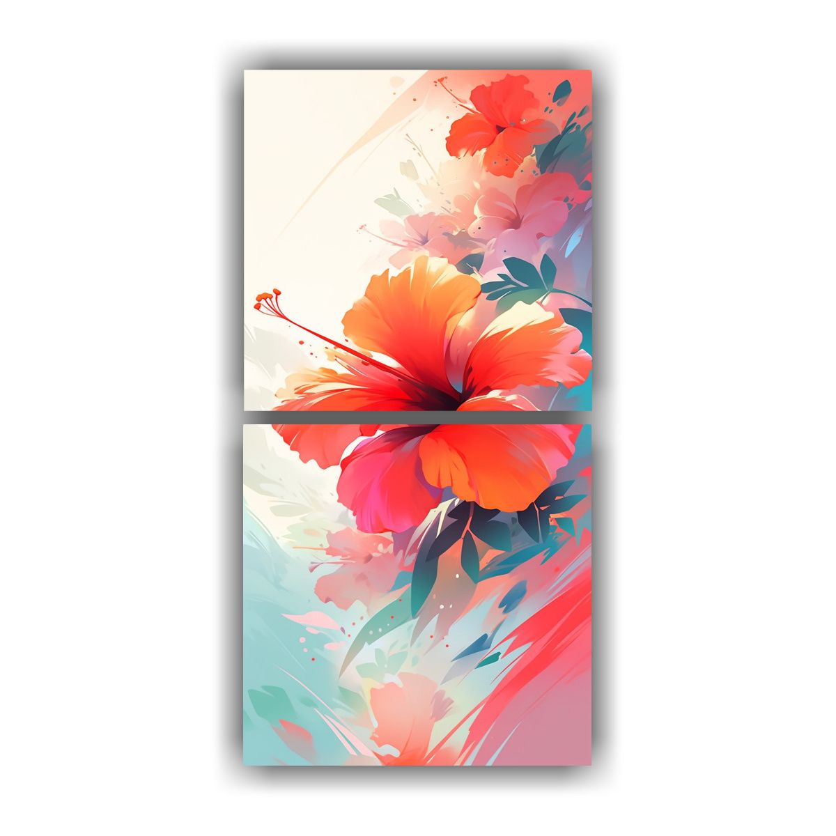 GENERICO - Pinturas Abstractas De Hibiscos Vibrantes Para 30x60 Cm