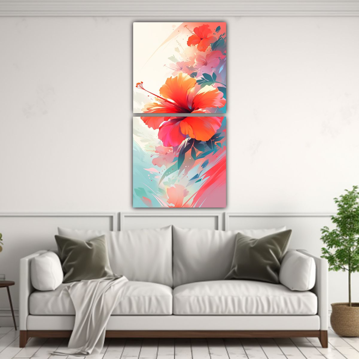 GENERICO - Pinturas Abstractas De Hibiscos Vibrantes Para 30x60 Cm