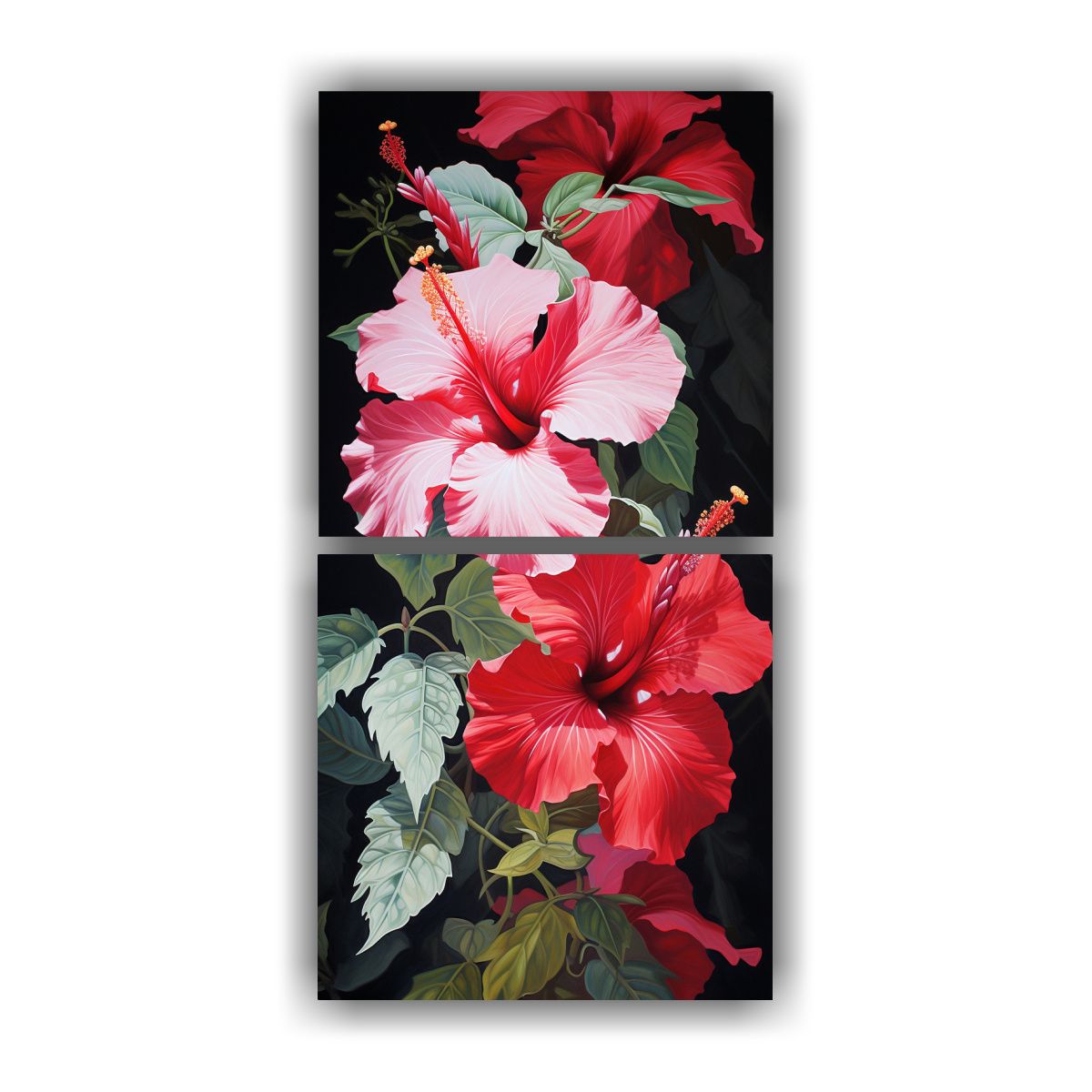 GENERICO - Pintura Abstracta De Flores Hibisco En óleo De 60x120 Cm