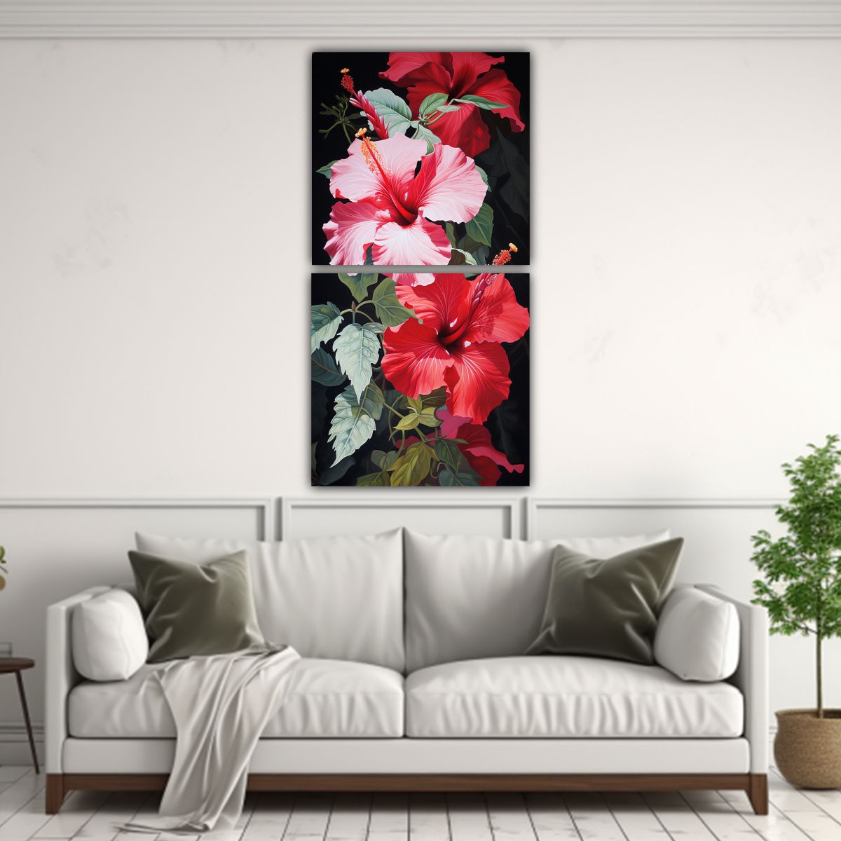GENERICO - Pintura Abstracta De Flores Hibisco En óleo De 60x120 Cm