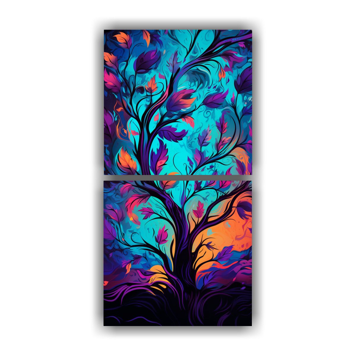 GENERICO - Cuadro Vertical Para Oficina Con Árbol Naranja 20x40 Cm