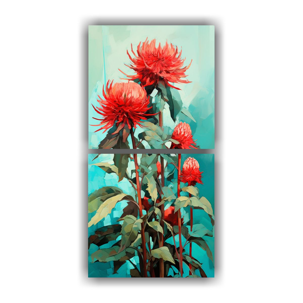 GENERICO - Cuadros Decorativos Modernos De Lienzo Con Flores 60x120 Cm