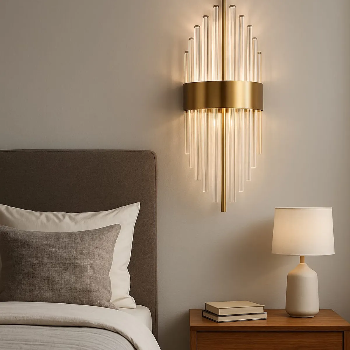 GENERICO - Aplique De Pared Decorativo Dorado Tubos De Cristal E14 Dorada