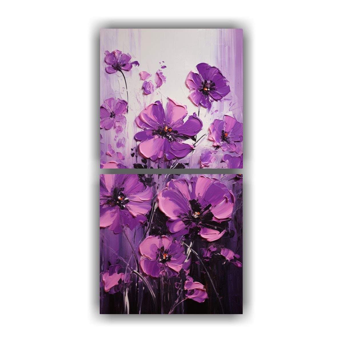 GENERICO - Dos Lienzos De Tela Imagen Visión De Flores 40x80 Cm