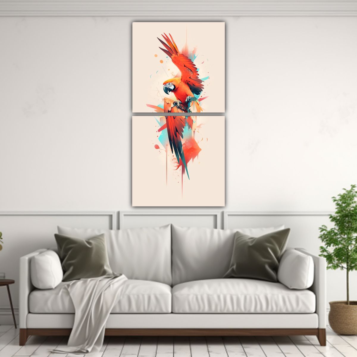 GENERICO - Cuadros De Lienzo Calidos Para Sala Macaw En 20x40 Cm