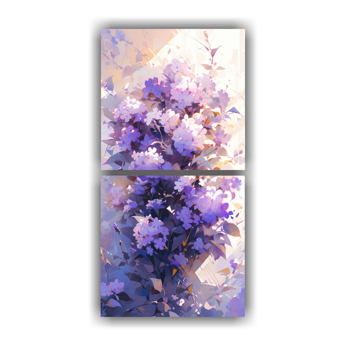GENERICO - Pintura En Lienzo De Flores Moradas Estilo 20x40 Cm