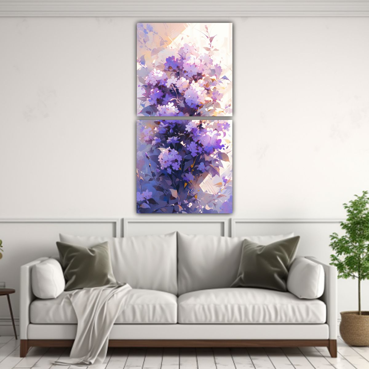 GENERICO - Pintura En Lienzo De Flores Moradas Estilo 20x40 Cm