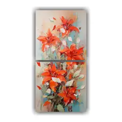 GENERICO - Pintura En Lienzo Con Flores En Colores Rojo Y 40x80 Cm