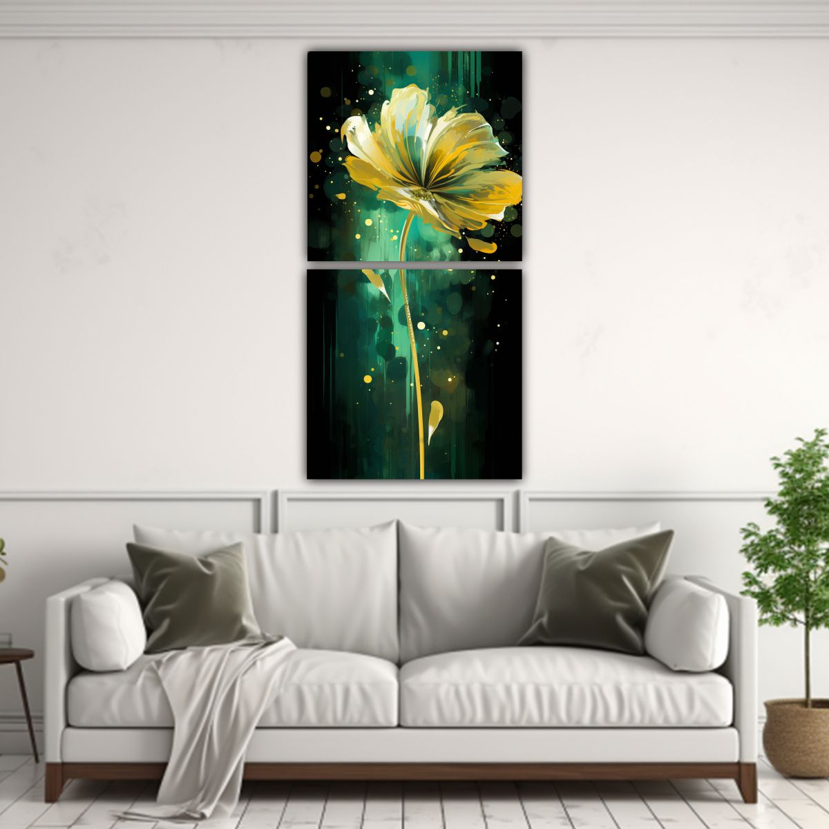GENERICO - Cuadro De Pared Estilo Pop Art Verde Y Dorado Con 60x120 Cm