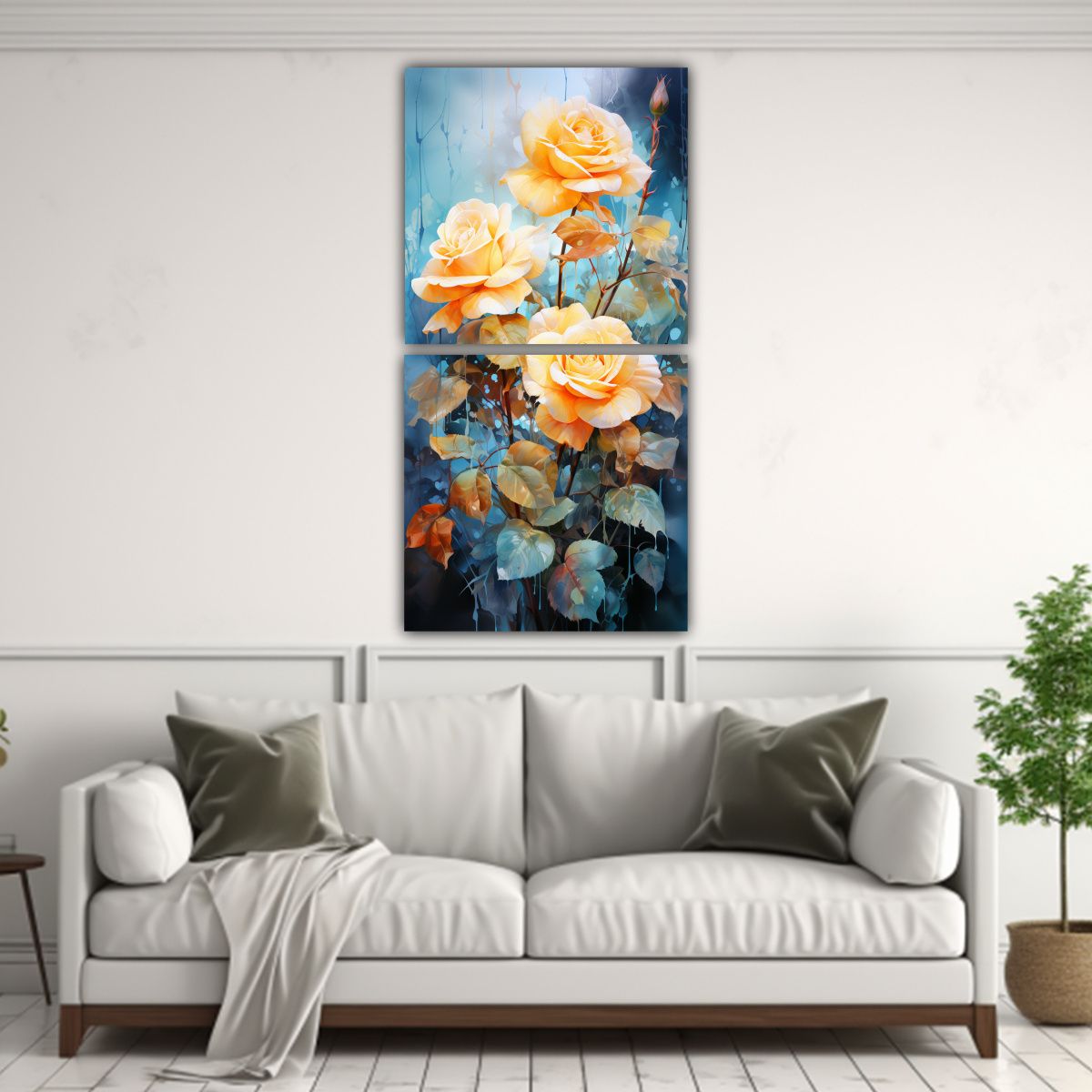 GENERICO - Cuadro Hermoso Adorable A Rosas Amarillo Y 20x40 Cm