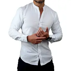 BLUE MOUNTAIN - Camisa Cuello Mao Hombre