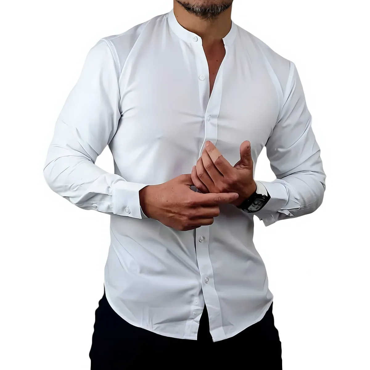 BLUE MOUNTAIN - Camisa Cuello Mao Hombre