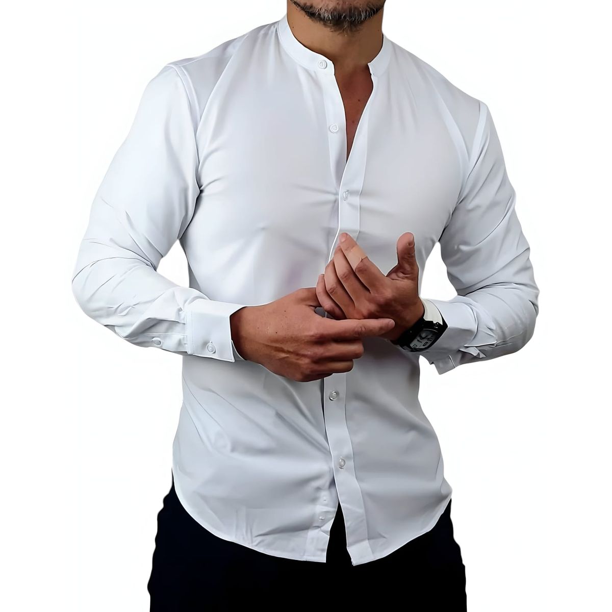 BLUE MOUNTAIN - Camisa Cuello Mao Hombre