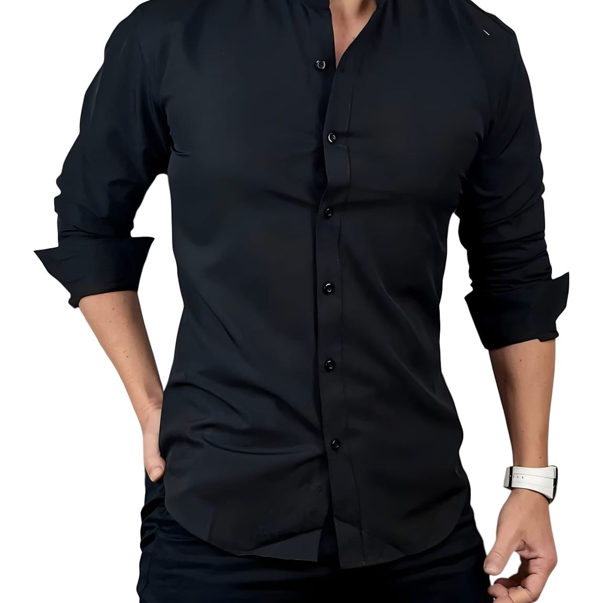 BLUE MOUNTAIN - Camisa Cuello Mao Hombre