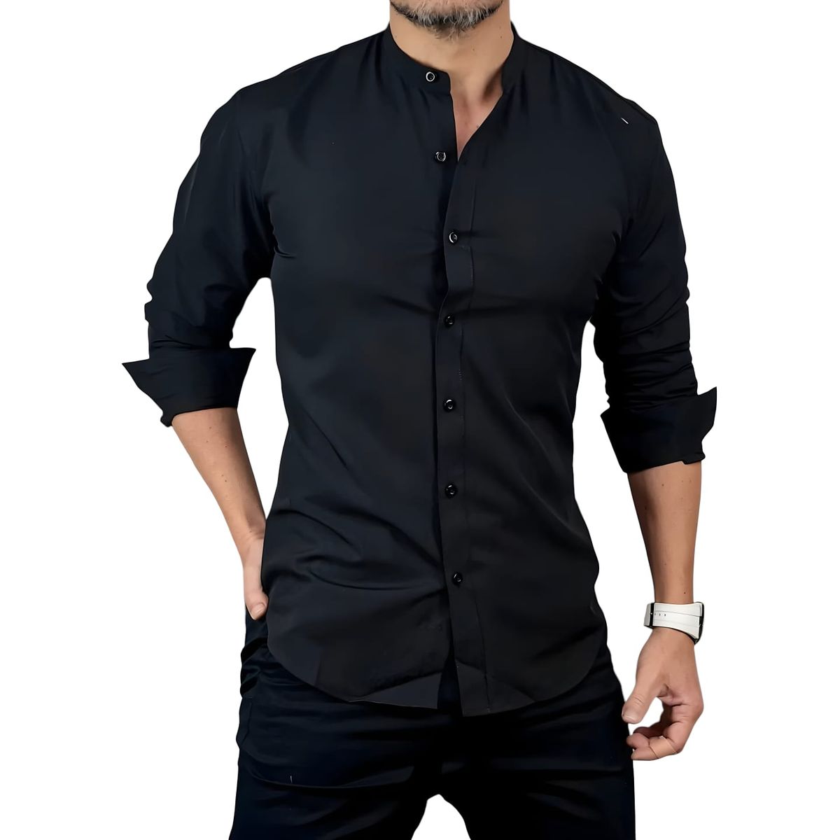 BLUE MOUNTAIN - Camisa Cuello Mao Hombre