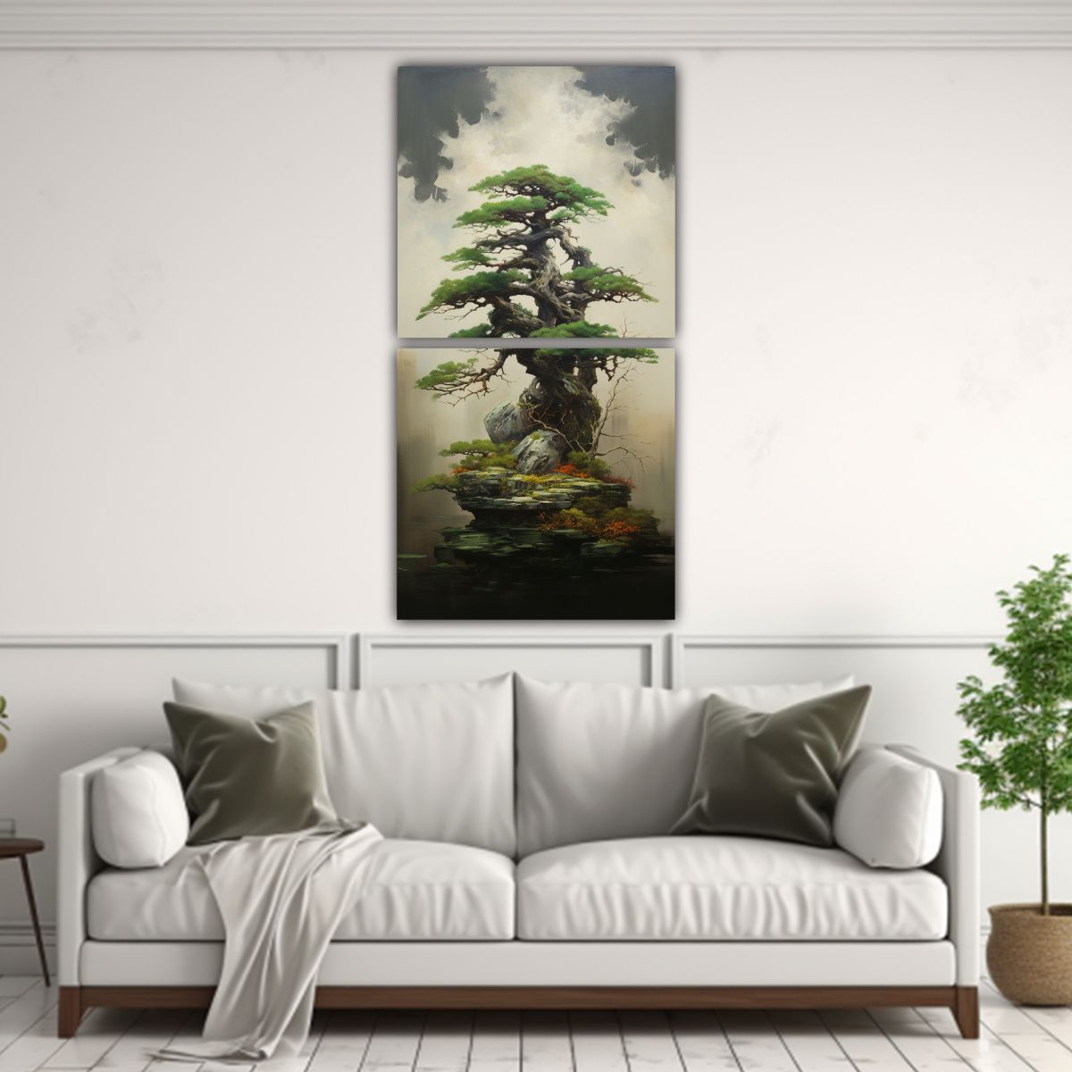 GENERICO - Pintura Abstracta Detalle Alto árbol Bonsái 60x120 Cm